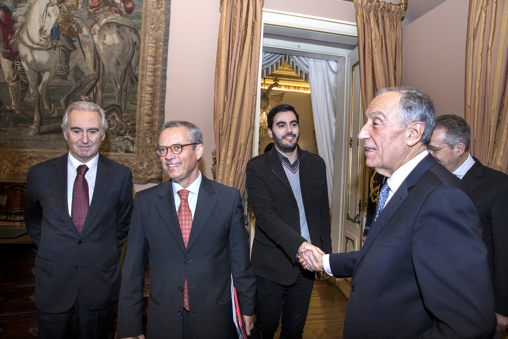 O Presidente da República Portuguesa, Prof. Dr. Marcelo Rebelo de Sousa, com os co-fundadores Melhor Alentejo, Manuel Valadas e Renato Carrasquinho