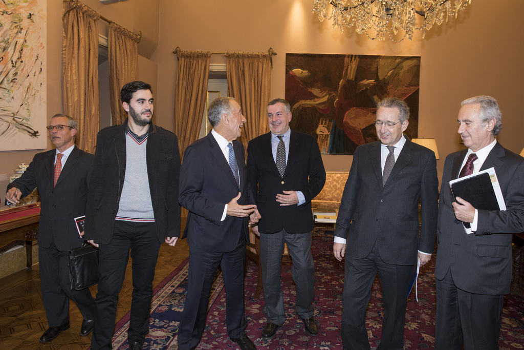 Final da audiência do Presidente Marcelo Rebelo de Sousa com o Melhor Alentejo, Manuel Valadas e Renato Carrasquinho, e com os empresários da região